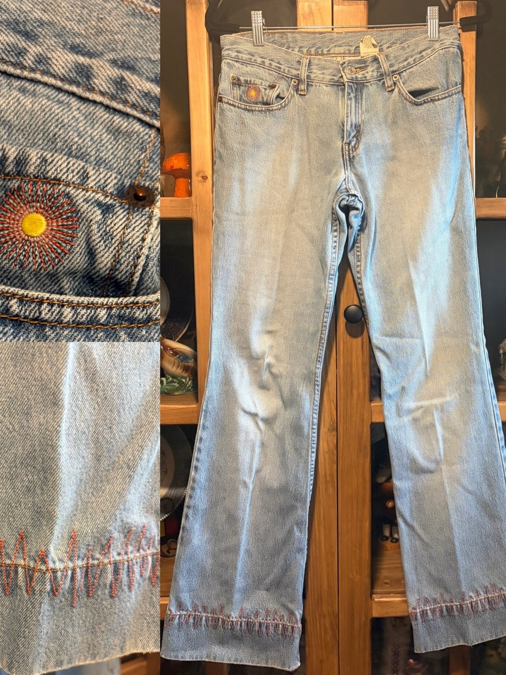 Levi’s 514 Flare Jeans Size 5 Vintage Y2K Embroidered Floral Denim See Details